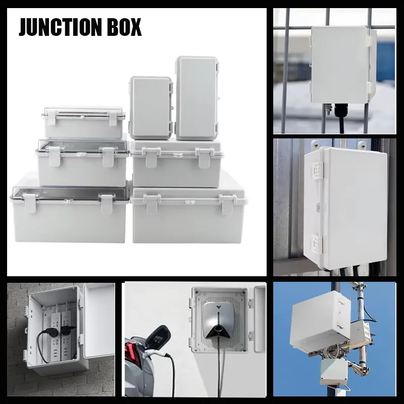 IP66 ABS-Kunststoffgehäuse, Projektbox, wasserdichte Steckbox für den Außenbereich mit Montageplatte, Wandhalterung, graue/transparente Abdeckung