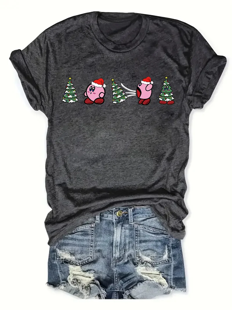

Spring and Summer Christmas Printed T-shirt, Casual Short Sleeve Round Neck T-shirt, Fashion Women's Clothing