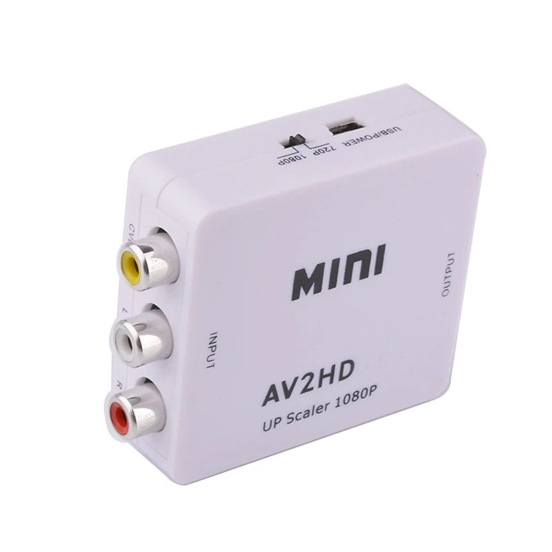 Conversor compatível com av para hdmi hd 1080p rca para cvbs adaptador de áudio e vídeo set top box monitor de tv para ps2 ps3 dvd conector usb