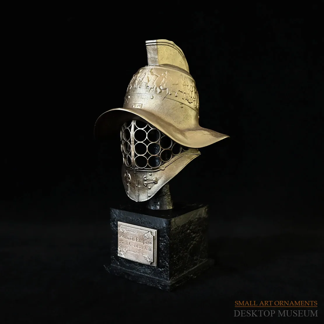 170MM Roman Gladiator Helmet Handmade Epoxy Resin Statue Desktop Decor Home Office Collectible view 5