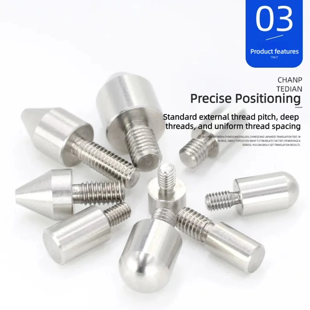 10 Stück/Beutel Edelstahl 303 Positionierstifte M6 Konischer Rundkopf mit Flachkopf Außengewinde Metall-Einsatzschraube 5mm Verriegelungsbefestigung – Detail 5