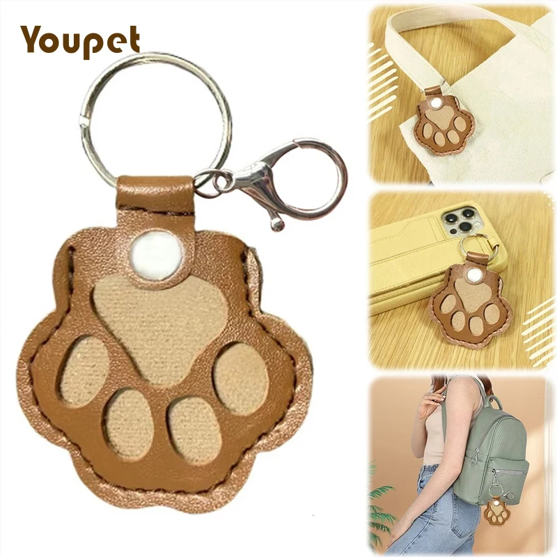 Pet Hair Memorial Keychain PU Leather Keepsake Locket for Cat Dog Fur Pet Hair Storage Pendant Handbag Hanging Accessories