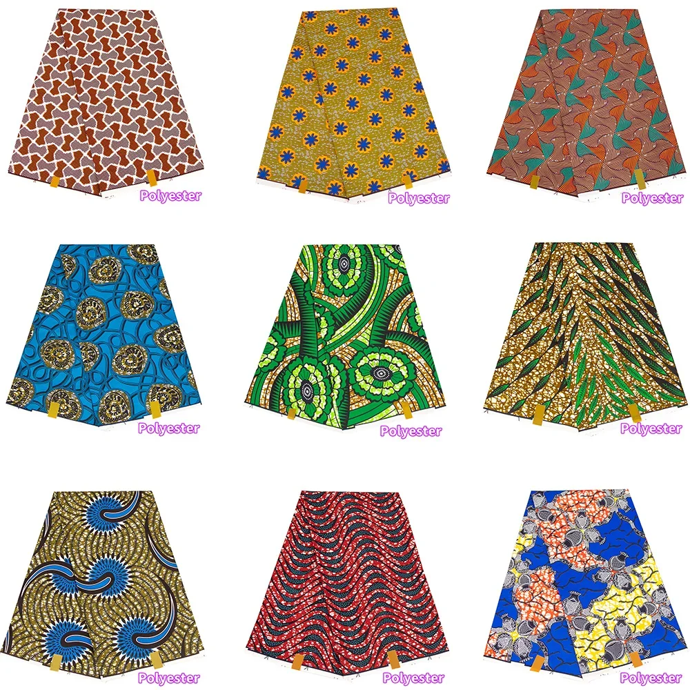 6 Yards/lot African Batik Fabric Polyester Material  Women Sewing Fabrics FP6562