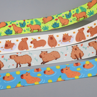 DHK 50yards Capybara Printed Grosgrain Ribbon Accessories Headwear Decoration Collar DIY Sewing Craft S2410