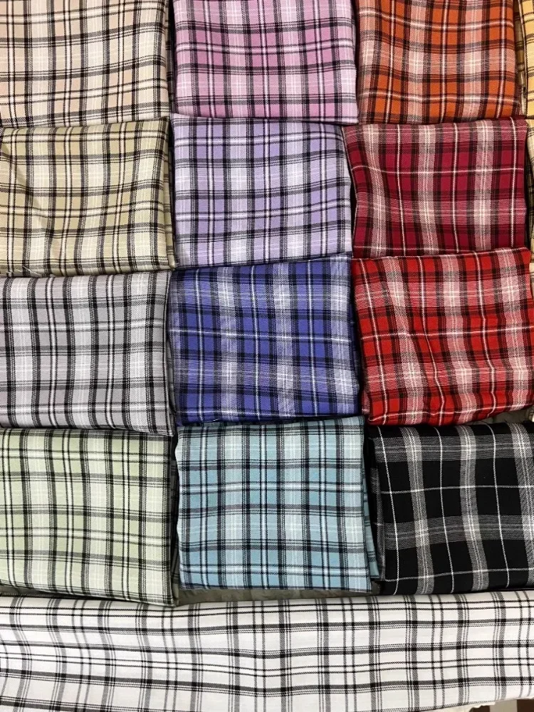 Yarn-dyed Plaid Fabric By The Meter for Skirt Bag Sofa Picnic Pants Diy Sewing Cloth Soft Comfortable Breathable Black White Red