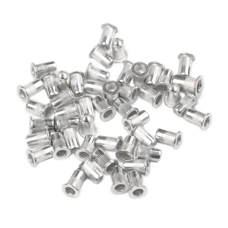 200pcs Aluminum Threaded Rivets Nut Set Insert Rivnut Nutsert Cap Rivet Nuts Flat Head Countersunk Head Rivet Nut M3 M4 M5 M6
