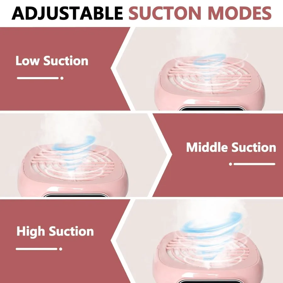 Profesjonalny odkurzacz do pyłu paznokci, bezszczotkowy turbo odkurzacz dla manicure z filtrem wielokrotnego użytku, mocny odkurzacz do paznokci z wentylatorem.