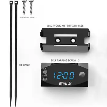 Motocyklový auto DC 6V-30V 3 v 1 digitální časový teploměr s voltmetrem a napětím IP67 vodotěsný tester s monitorem baterie 8 nejlepší prodej 6voltový měřič - №3