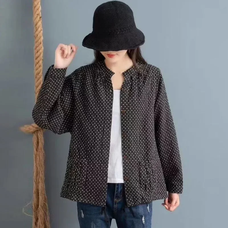 

Cotton and Linen Jacket for Women Versatile Loose 2025 Spring Autumn New Literary Retro Thin Long-sleeved Top