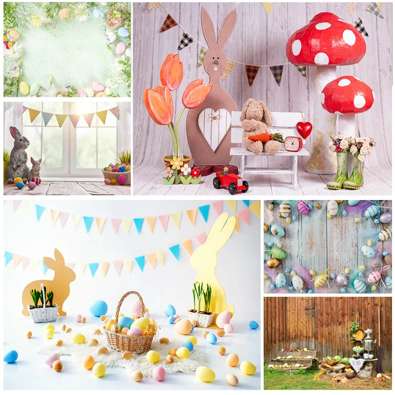 

SHENGYONGBAO Easter Eggs Rabbit Photography Backdrops Photo Studio Props Spring Flowers Child Photo Backdrops FH-37