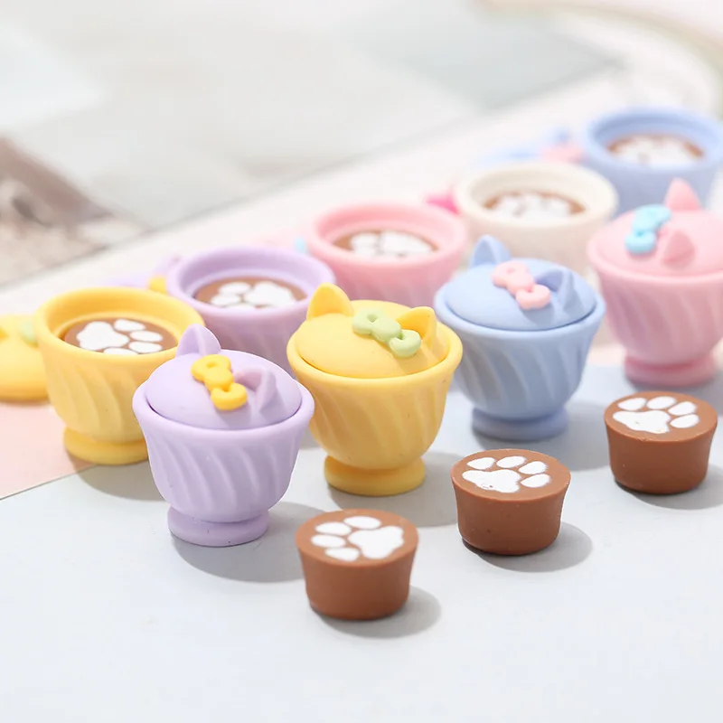 10 sets Resin Coffee Cup Cabochon Colorful Resins Slime Charm DIY Embellishments Jewelry Making Accessories Coffee