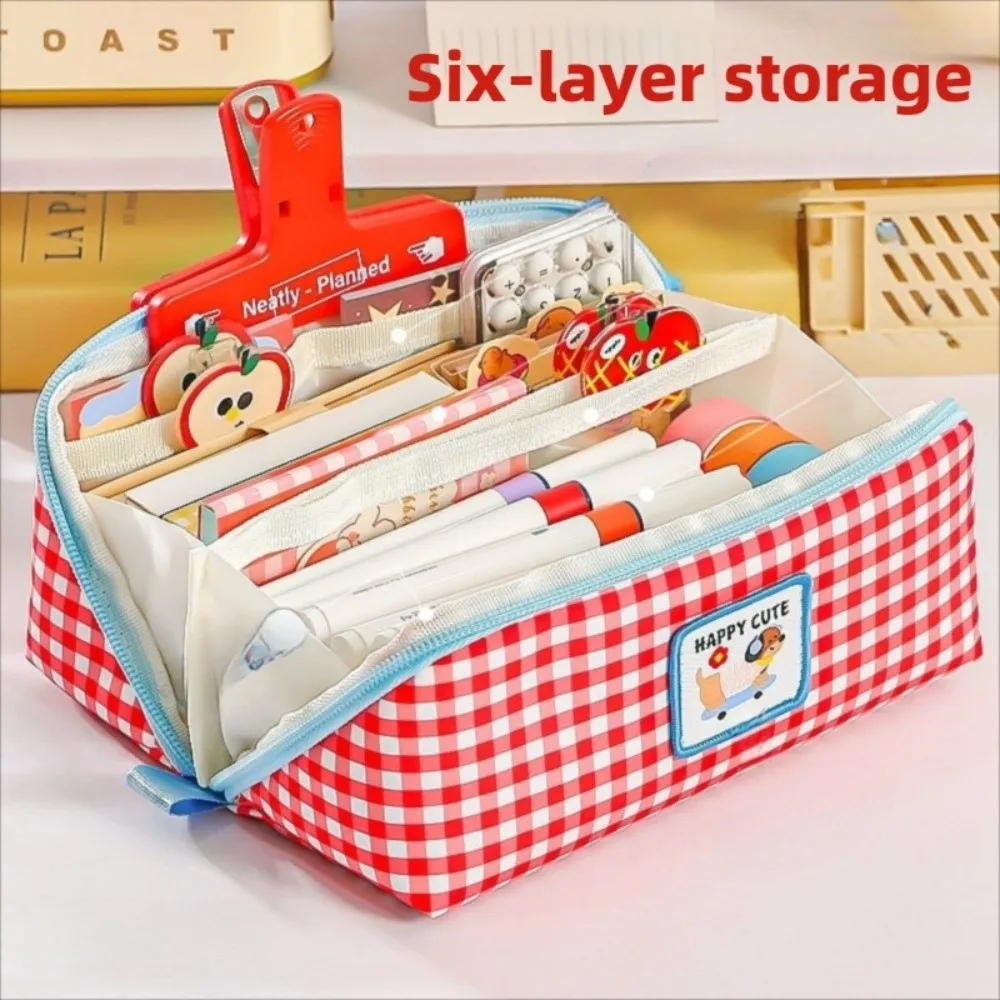 

Korean Style Prism Pencil Case Large Capacity Aesthetic Grid Stationery Bag Desktop Storage Ins Style Dopamine Pencil Pouch