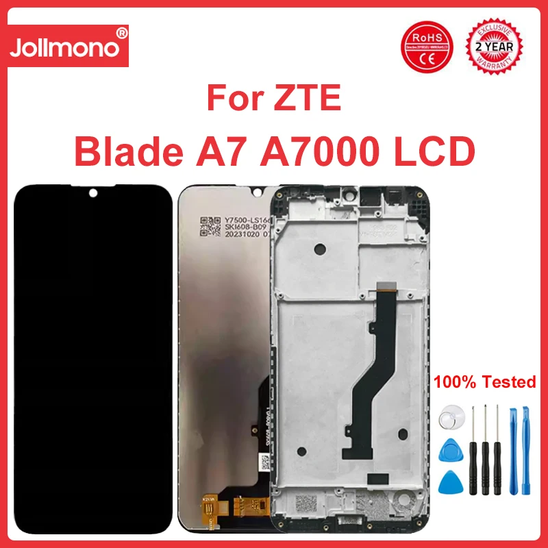 For ZTE Blade A7 A7000 LCD Display And Touch Screen Digitizer Sensor Assembly With Tools For ZTE Blade A7 2019 LCD With Frame