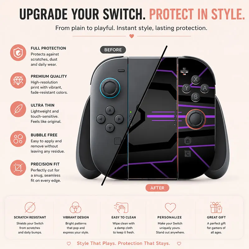 Creative pattern SWITCH game console protective film, with natural touch and comfortable feel, featuring personalized designs