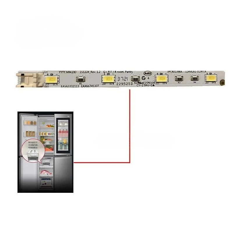 Refrigerator Frozen Ice Drawer Box 12V LED Light Strip For F521SN71 Refrigerator