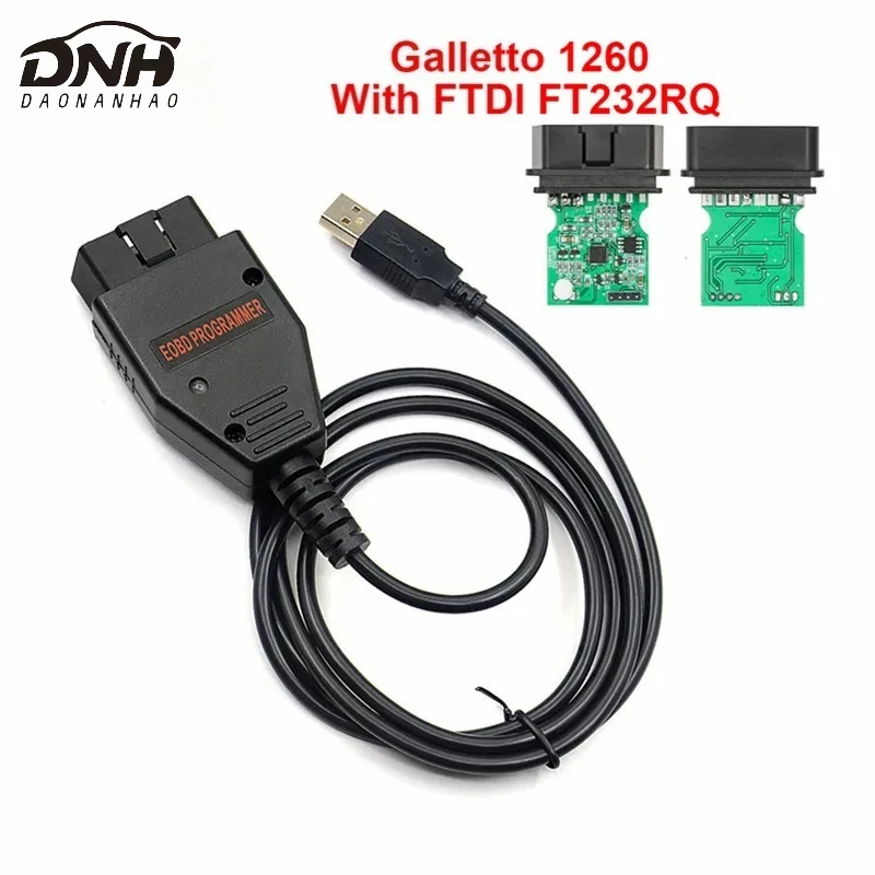 Galletto 1260 FTDI FT232RL Chip ECU Tuning Tool Auto Flasher Programmer Read Write EOBD OBD2 Car Diagnostic Cable