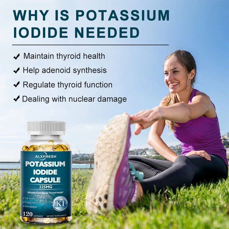 Potassium Iodide Capsules 225 mg - Pure Potassium Iodide Tablets for Radiation Exposure for Kids & Adults