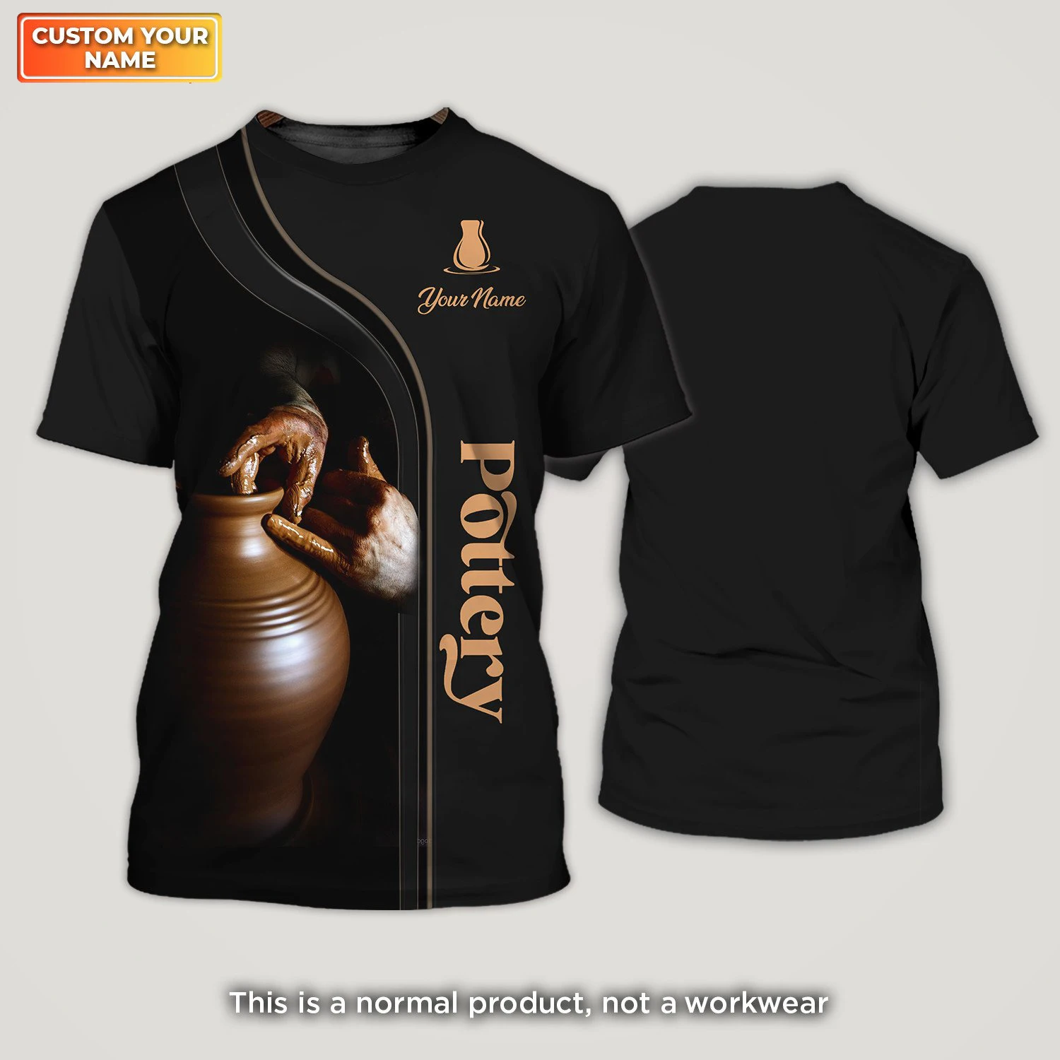 Male Potter Personalized Name Casual Advertising T-shirt Summer Cool Pottery 3D Printed Workwear Tee Oversized Unisex Pullover