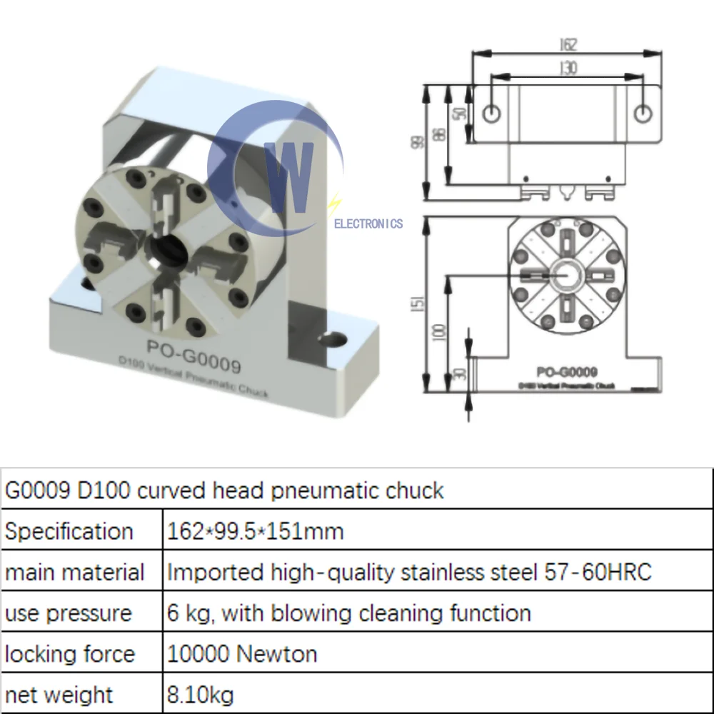 

Electrode Clamping and CNC Engraving Precision with the D100 Pneumatic Chuck Compatible with ER/3R Interface EDM Spark Machines