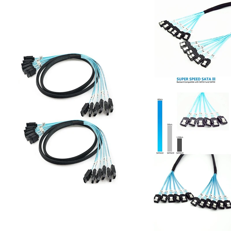 

7 Pin Data Cable SATA 3.0 6Gbps SAS Cable For Server 7 Pin To SATA Breakout Cable Hard Drive Splitter Cable