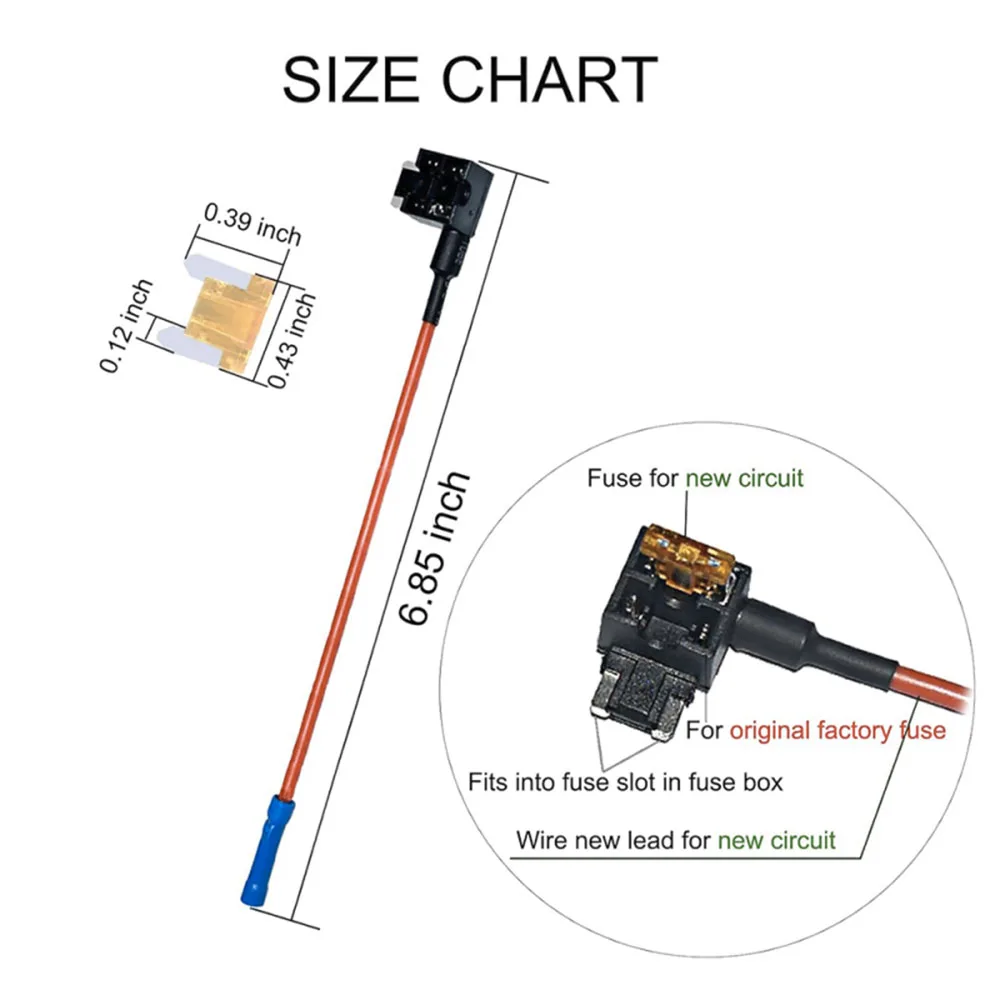 Blade Fuse Tap-Low Profile Fuse Taps, Add-a-Circuit Fuse Adapter, 12V Tap Fuse Holder with 5 Amp Low Profile Mini Fuse