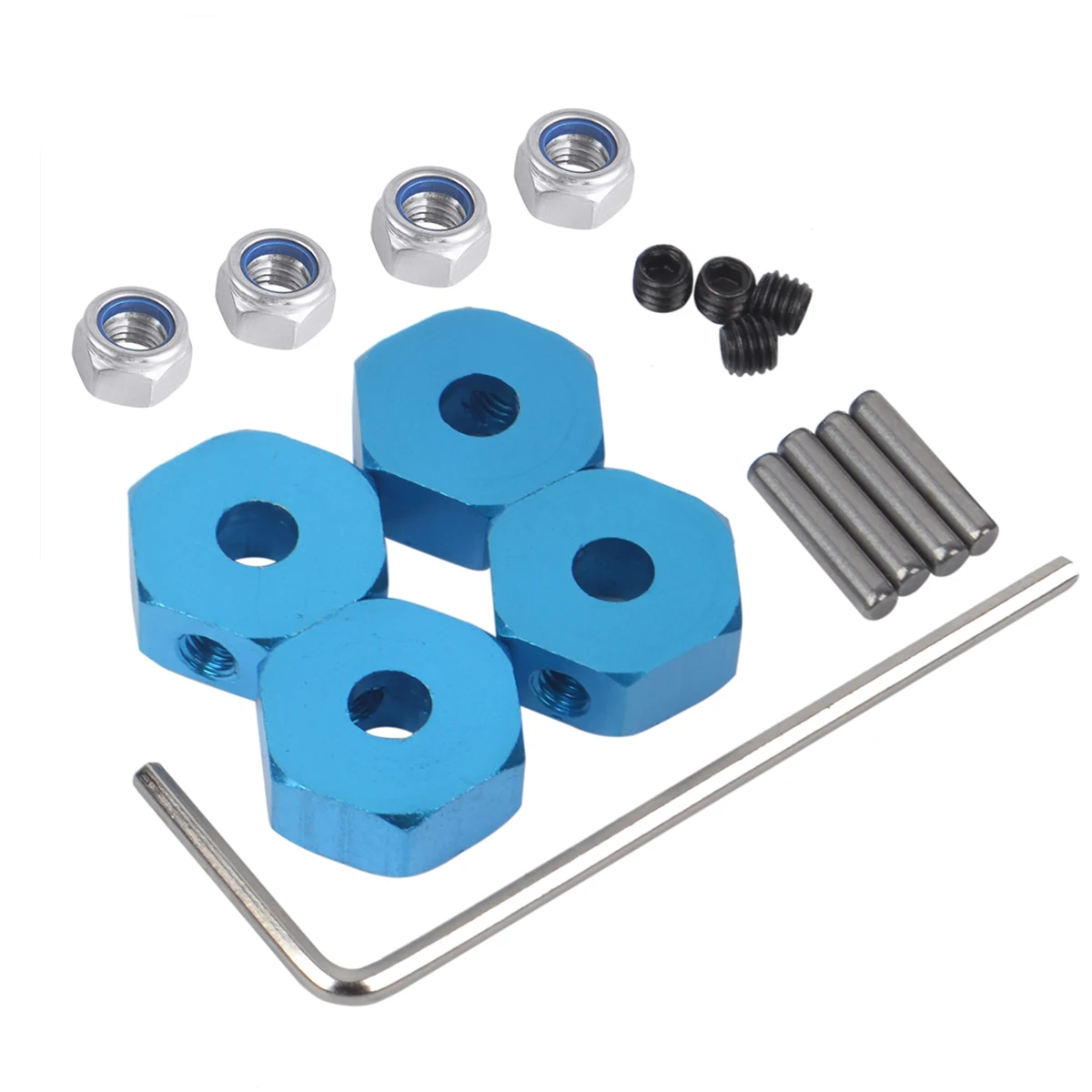 Aluminum 12mm Wheel Hex Hubs Drive Adapter 5mm Thick & M4 Lock Nuts for 1/10 Scale RC Truck Model Cars