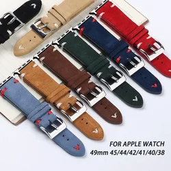 Soft Leather Watch Band for Apple Watch 40mm 41mm 45mm 49mm 44mm 38/42mm Belt Bracelet for Iwatch 7 6 8 5 4 SE Strap Accessories