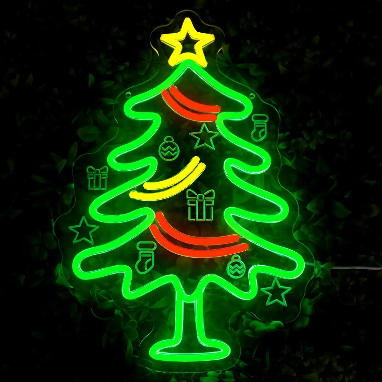 Weihnachtsbaum-Neonschild, USB, dimmbar, LED-Neonlicht für Schlafzimmer, Wohnzimmer, Fenster, Zuhause, Party, Weihnachtsdekoration, Geschenk