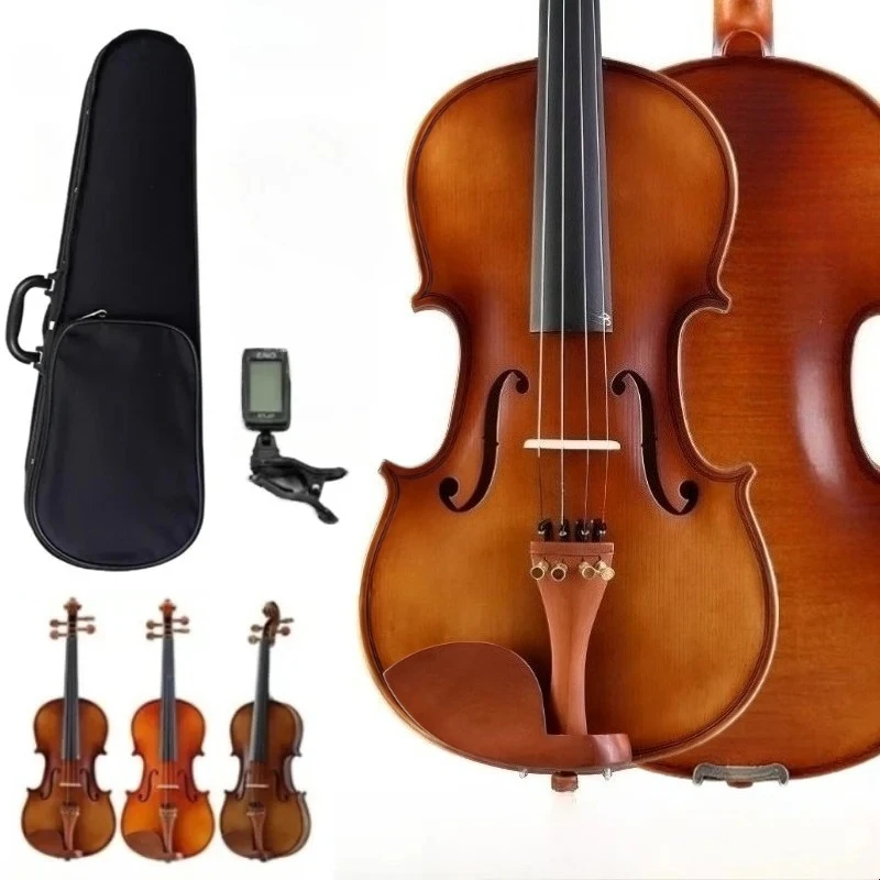Full Size Handmade Solid Wood Violin Beginner Adult  Introductory Violin Practice Including The Complete Set of Accessories