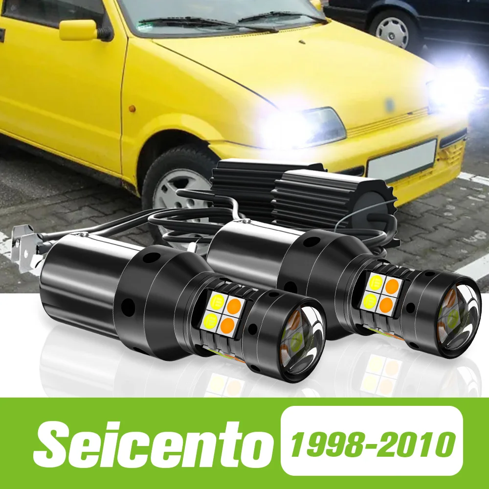 2pcs For Fiat Seicento 1998-2010 Dual Mode LED Turn Signal+Daytime Running Light DRL 2004 2005 2006 2007 2008 2009 Accessories