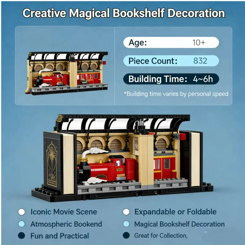 Hogwarts Express Train Building Blocks Assembling Toys for Boys Adult Birthday Gifts Family Bookshelf decoration view 4