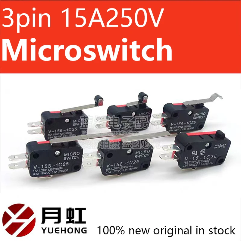 Momentary Travel Limit Micro Switch 1NO1NC 3pin Lever Roller V-15 V-151 V-152 V-153 V-154 V-155 V-156 Microswitch