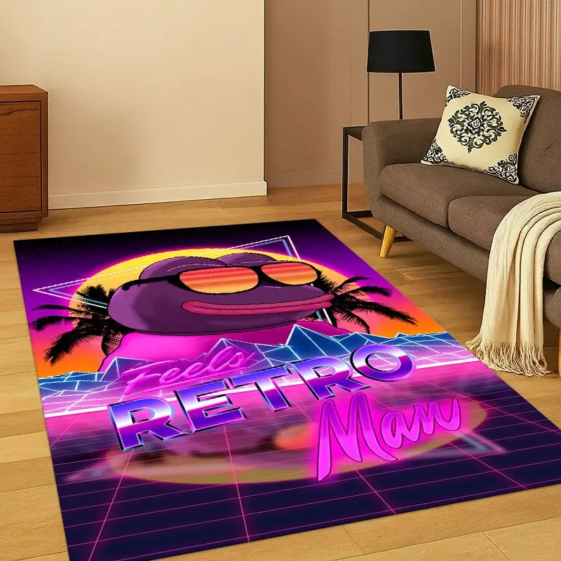 Funny Pepe The Frog Face Cartoon Living Room Non-Slip Area Rug Soft Carpet for Bedroom  Playroom Sofa,Home Decor Doormat
