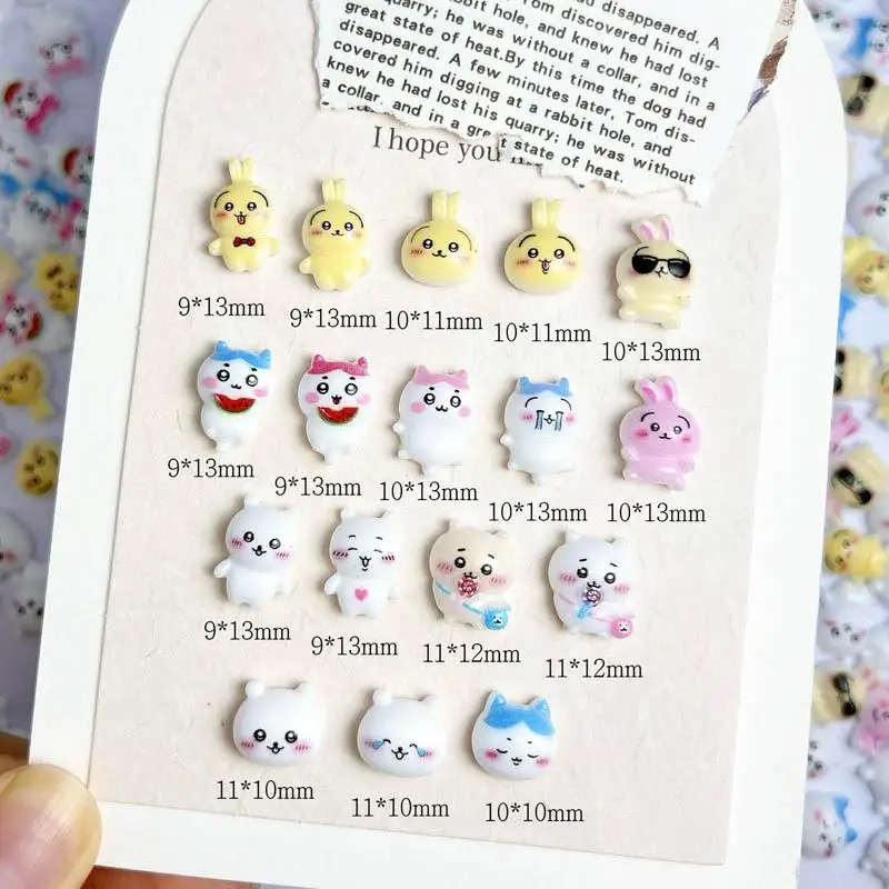 

Random Mixed Cute Cartoon Rabbit Nail Charms 3D Kawaii Expression rabbit Nail Art Decorations Manicure DIY Accessories Supplies