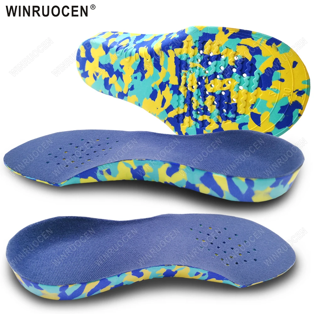 WINRUOCEN Orthopädische Einlegesohlen für Kinder, Plattfußkorrektur, Fußgewölbeunterstützung, Plantarfasziitis, Linderung, atmungsaktiv, für Sportschuhe, Kissen