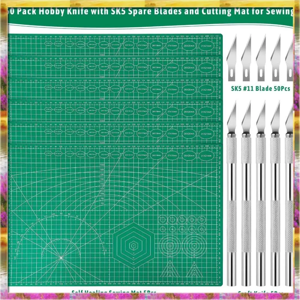 

Коврик для резки ABSU, самовосстанавливающийся набор из 5 ножей Exacto, для поделок, скрапбукинга, стеганого рабочего коврика