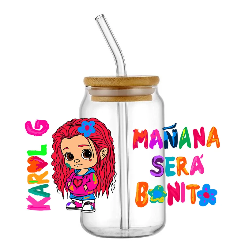 UV DTF Sticker For 16oz Libbey Glass Cup Can Manana Wrap Transfer Sticker Custom DIY Logo
