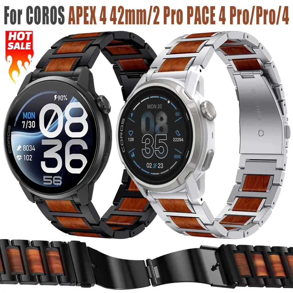 22mm Metal Rosewood Strap For COROS APEX 4 42mm/2 Pro PACE 4 Pro/Pro/4/3 Advanced Watchband Suunto Vertical 2 CMF Watch 3-2-1Pro