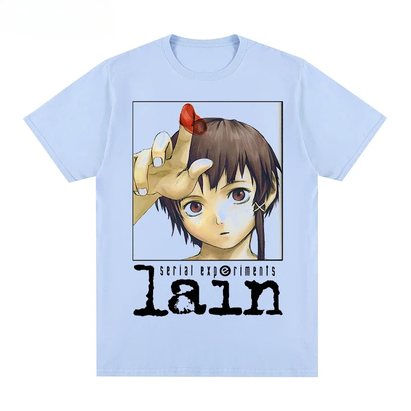 Serial Experiments Lain Japanese Glitch Aesthetic Manga Anime Iwakura t-shirts Cotton TEE TSHIRT Womens tops Japanese Vintaget