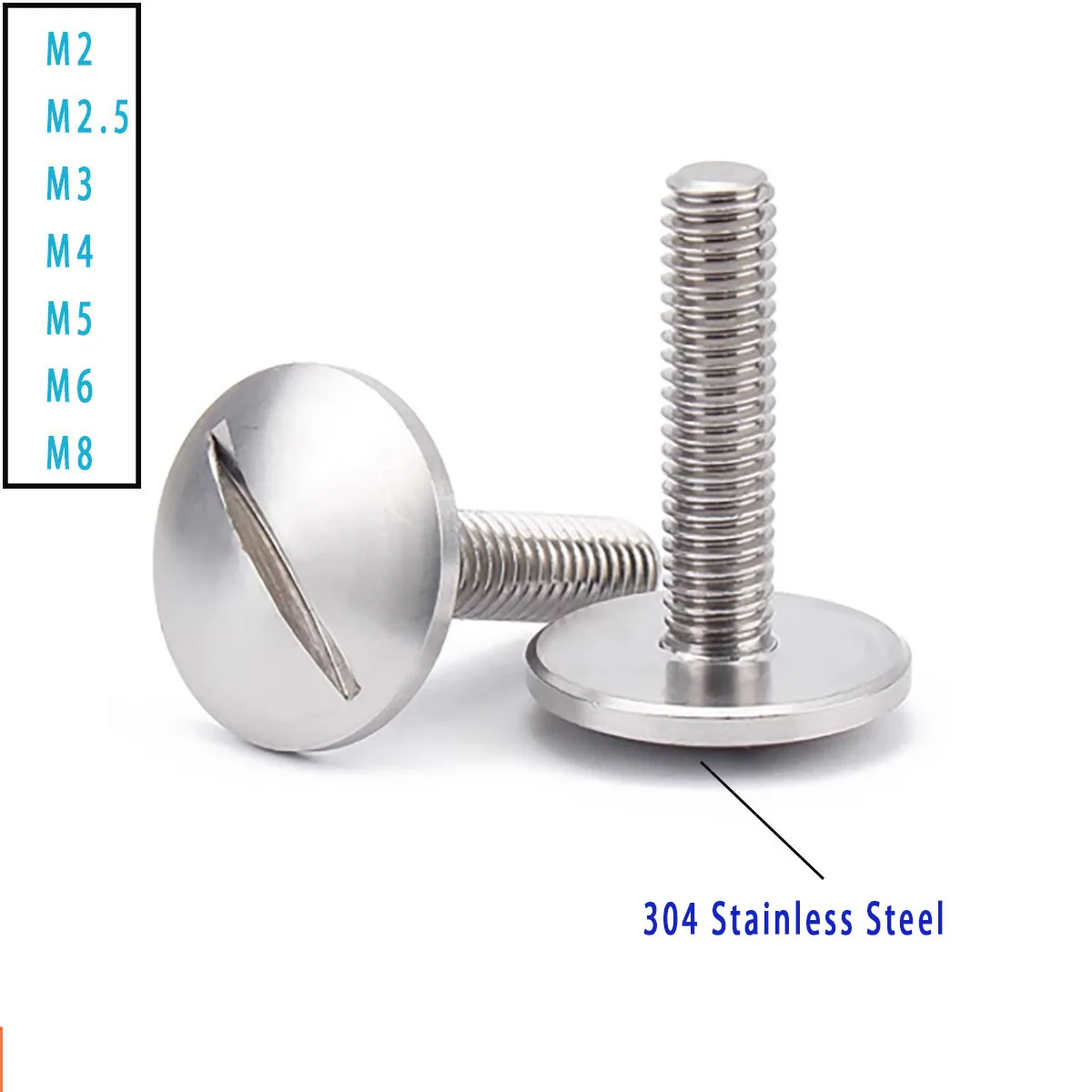 

M2 - M6 304 Stainless Steel Oversize Slotted Round Head Screw Big Flat Head Bolt High-Strength