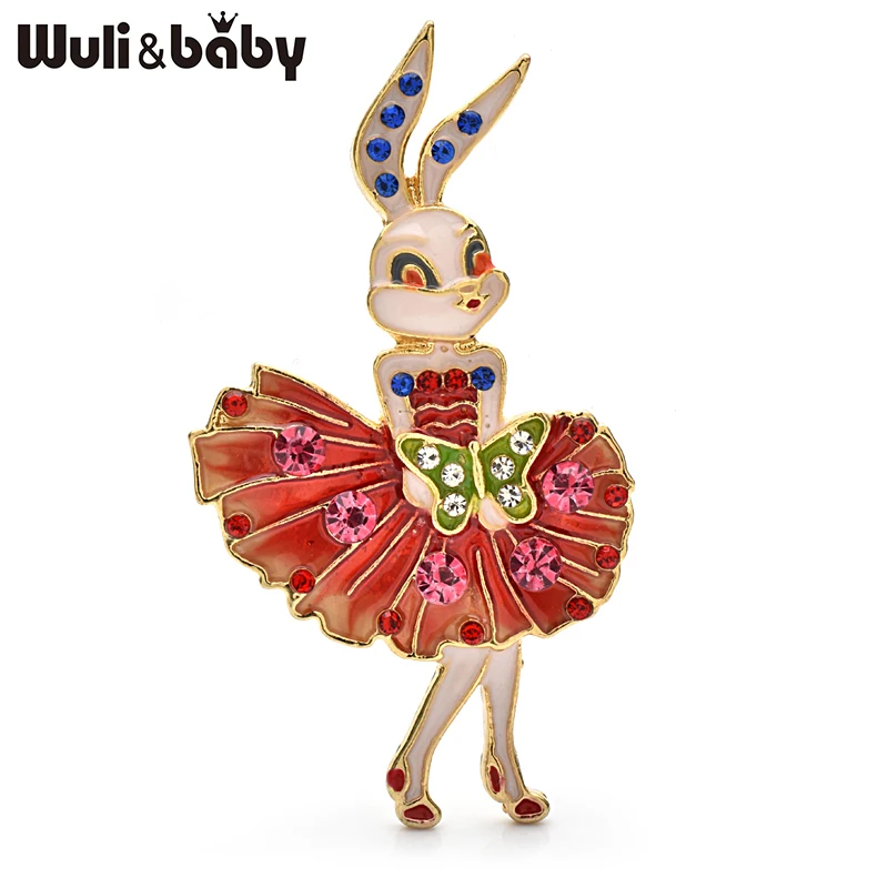Wuli&baby Lovely Bunny Rabbit Brooches For Women Lady 2-color Enamel Wear Dress Rare Party Casual Brooch Pins Gifts