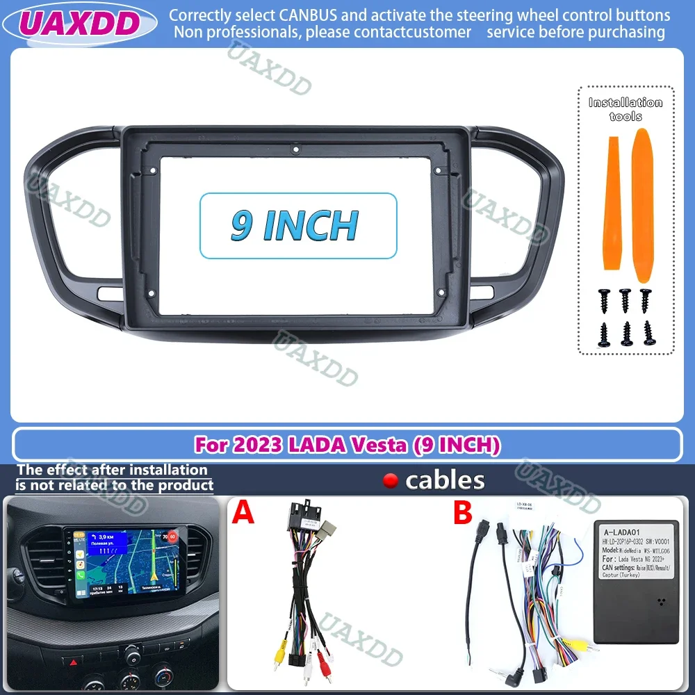 For 2023 LADA VESTA Car Accessories 9 Inch Frame Fascia Adapter Android Radio Audio Dash Fitting Panel Kit cable video harness