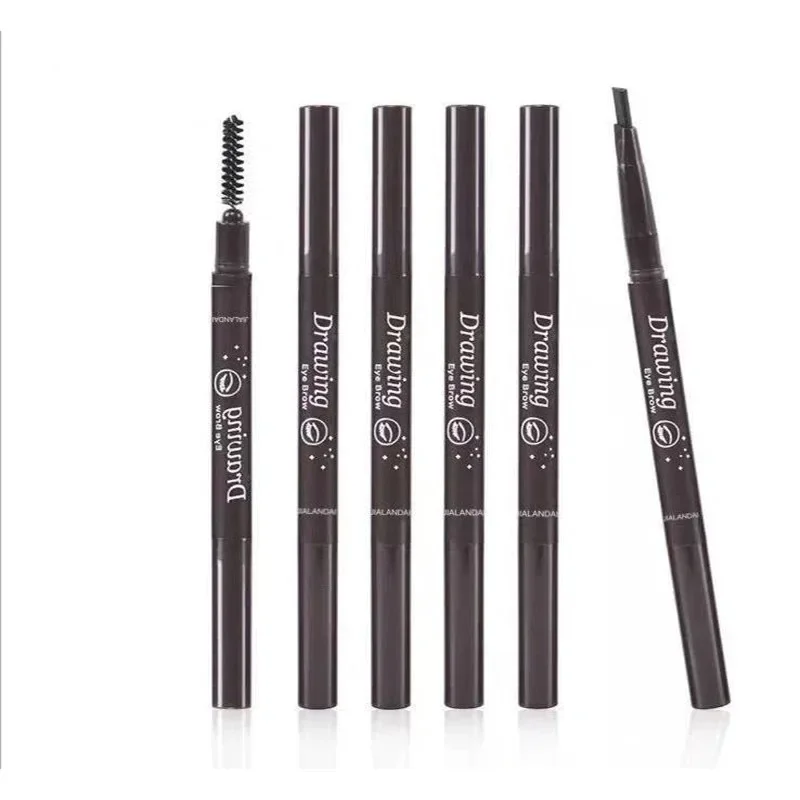 Lápis de sobrancelha duplo, lápis de sobrancelha marrom liso, cosméticos de beleza, lápis de sobrancelha natural, material de alta qualidade, cinza e preto
