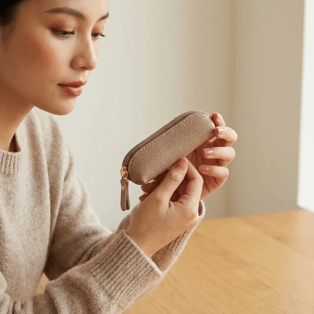 

Портативный однотонный женский кошелек с водонепроницаемой молнией, мини-сумка для монет, прочный компактный кошелек из искусственной кожи для повседневного использования