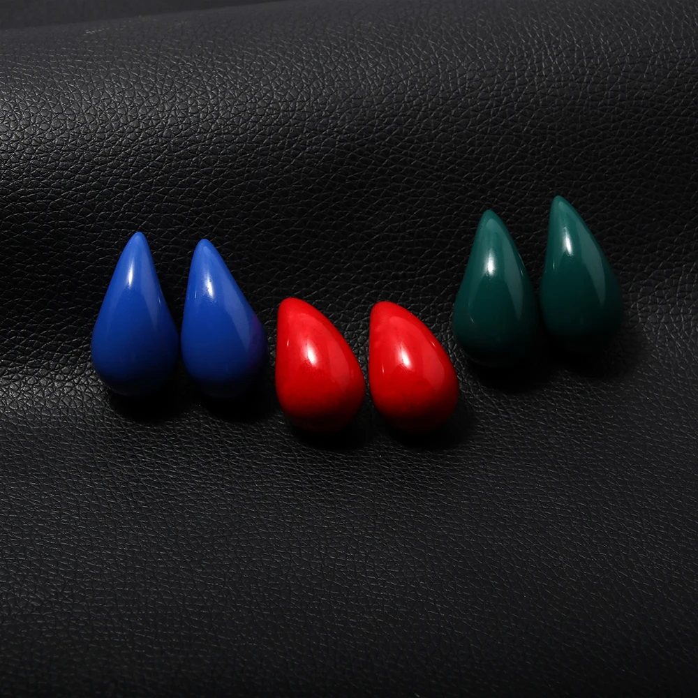 Fashion Multicolour Teardrop Drop Earrings Red Blue Green Golden Trendy Design Drop Earrings For Women Party Jewelry Accessories