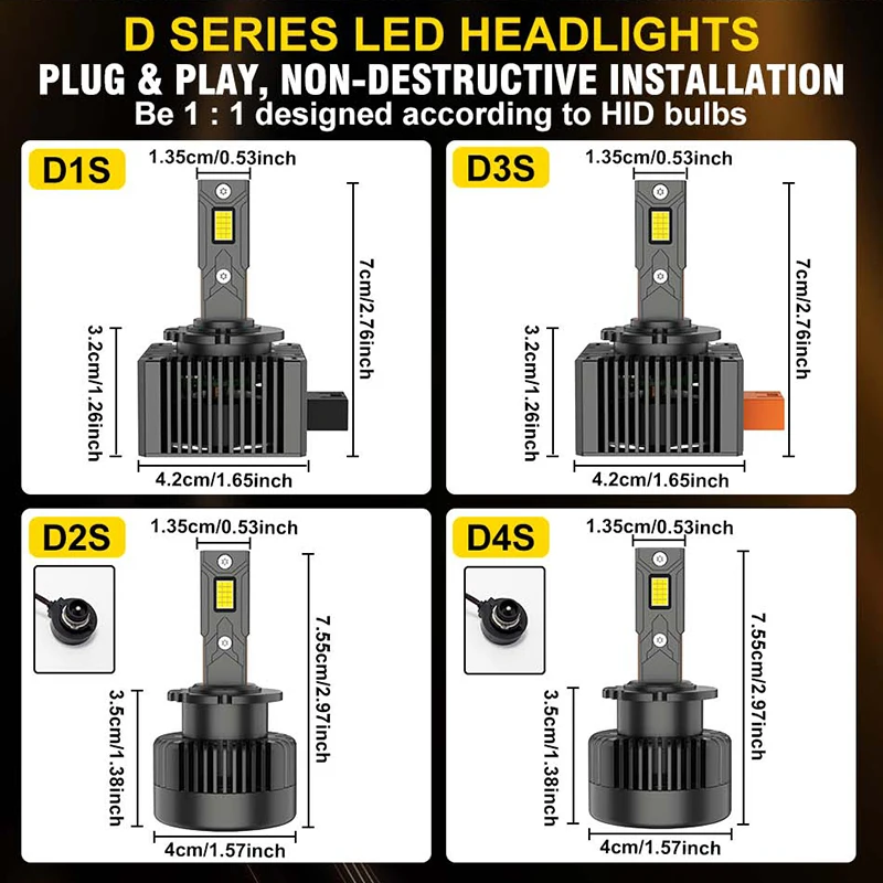 Bullvision D1S D1R LED CANBUS Bulbs D3S D3R D2S D2R D5S Xenon HID Car Lamp For VW Golf 6 For BMW E92 E70 for Mercedes W212 300W view 6