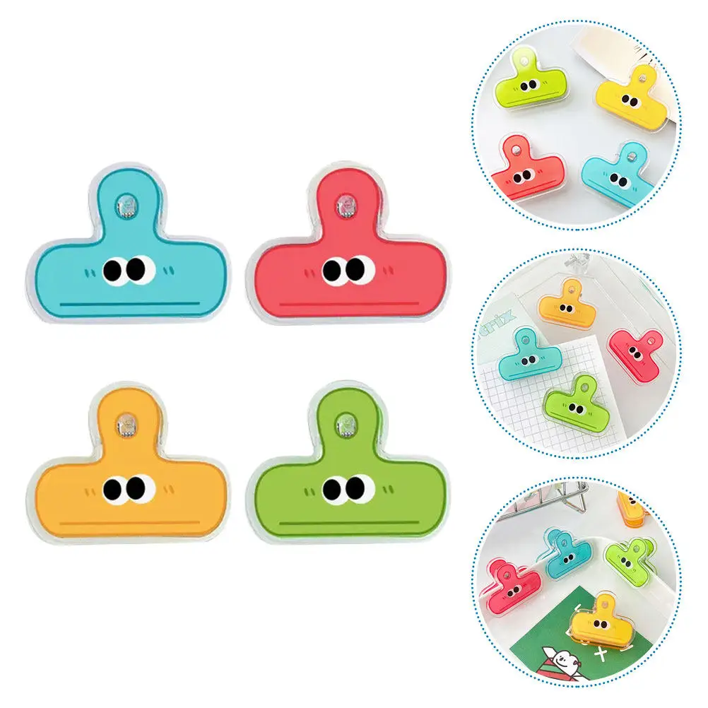 4Pcs Cartoon Long Tail Clips Cute Face Mini Binder Clips for Document Photo Display Kitchen Bag Sealing Food Storage Snacks