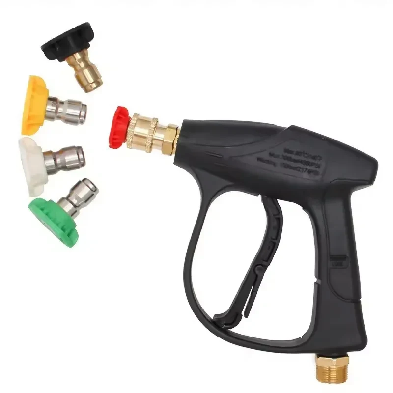 Quick-Connect 150Bar High Pressure Car Wash Gun, Aluminum Core with 5 Fan Nozzles
