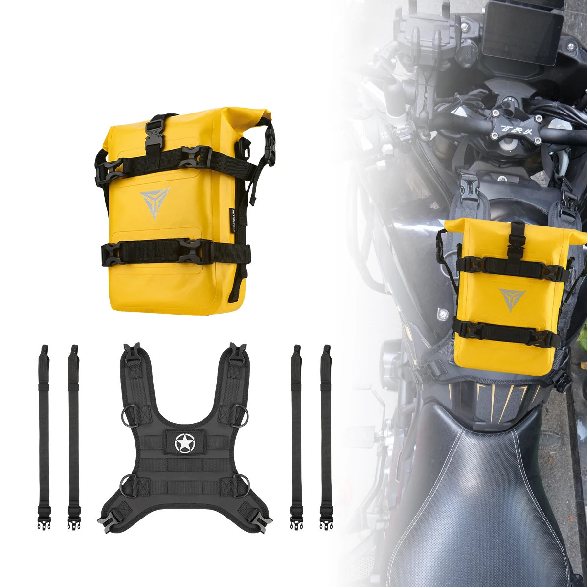 

Universal Multi-Purpose Motorcycle Tank Bag Set Base Off-Road Compatible with Motorcycle Tank Vests Bumper Repair Tool Bag