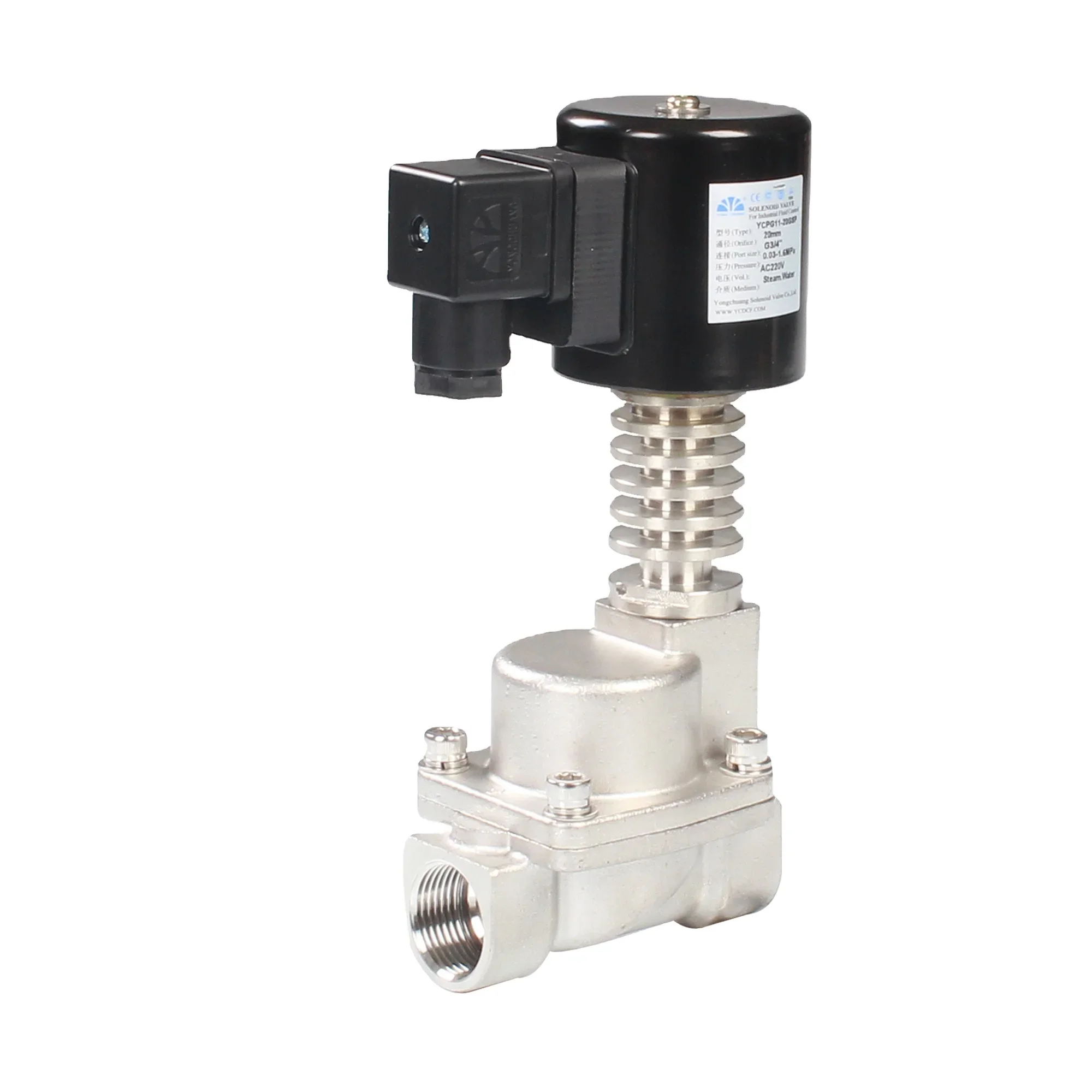 Yongchuang YCPG11 CE Approved Brass Stainless Steel High Temperature Piston PTFE Solenoid Valve For Hot Oil
